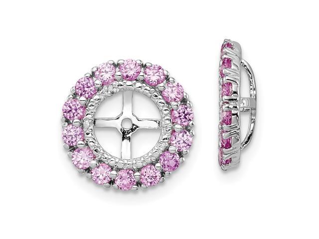 925 Sterling Silver Rhodium Created Sapphire Earring Jacket