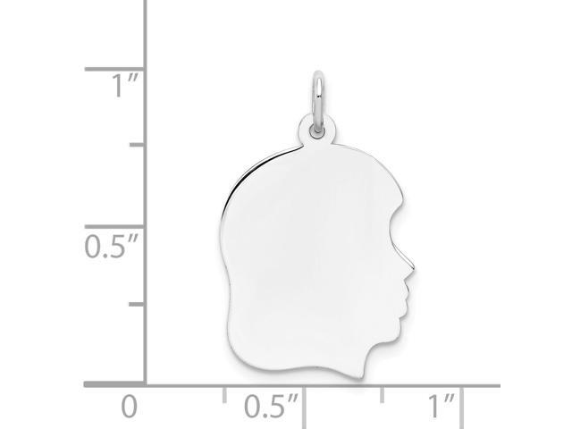 14k White Gold Plain Medium Facing Right Engravable Girl Charm