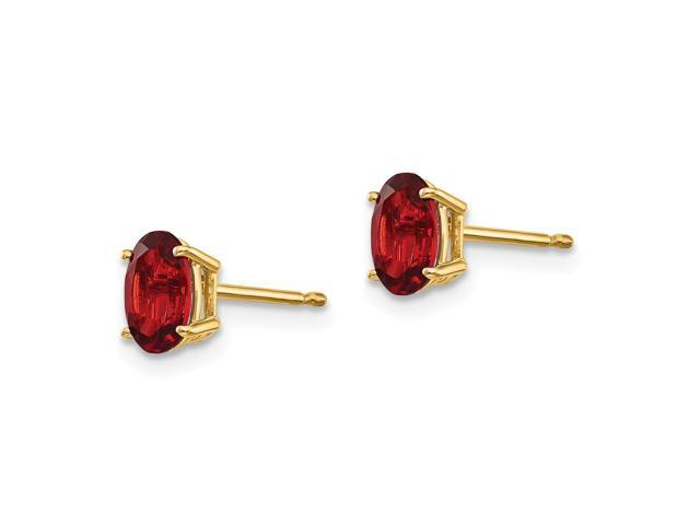 14K Yellow Gold Oval 6mm x 4mm Garnet January Stone Post Earrings