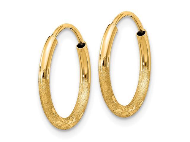 14k Yellow Gold 1 5mm Satin Diamond Cut Endless Hoop Earrings 14mm Diameter Newegg 14k Yellow Gold 1 5mm Satin Diamond Cut Endless Hoop Earrings 14mm Diameter Newegg