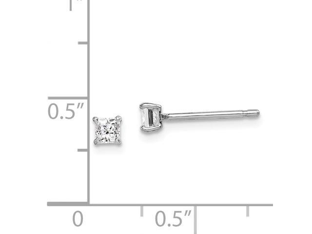 Sterling Silver Rhodium-plated Madi K 3mm Square CZ Stud Earrings