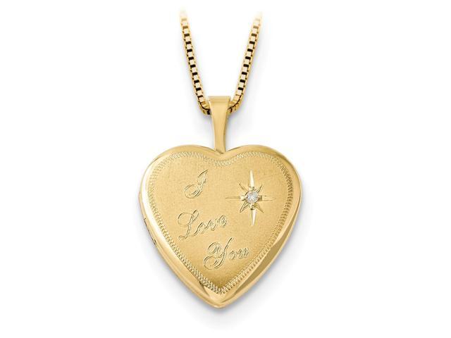 Sterling Silver Gold-plated 16mm Diamond Heart Locket//12mm Pendant