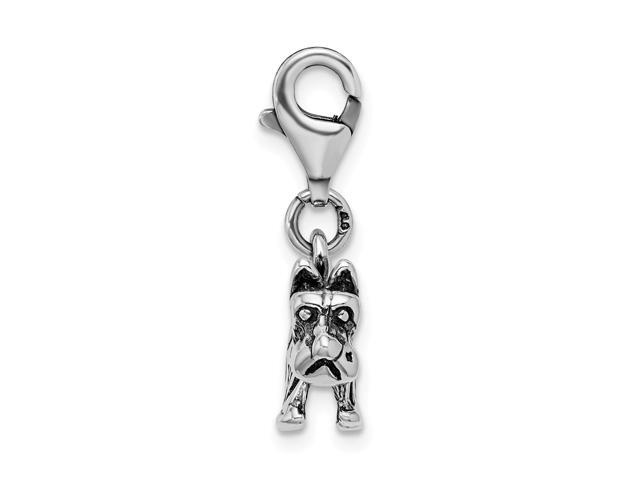 Sterling Silver Dog Charm 0.4IN long x 0.5IN wide