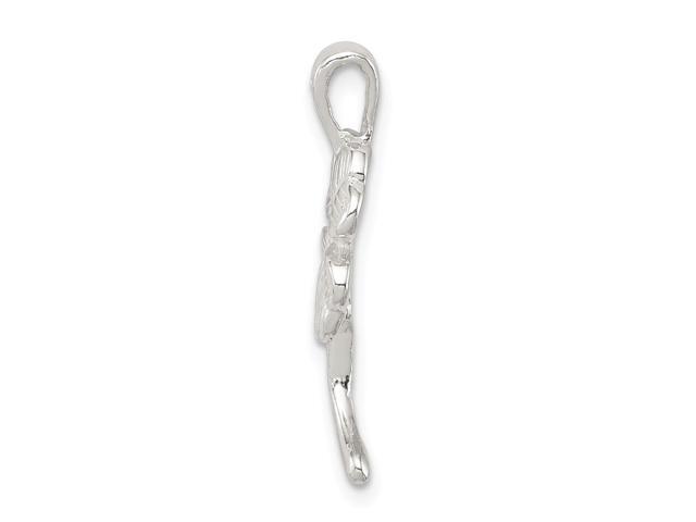925 Sterling Silver 4-leaf Clover Charm Pendant 24mm x 11mm