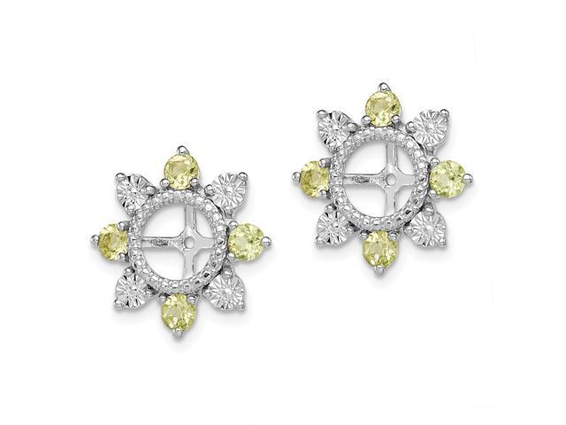 925 Sterling Silver Rhodium-plated Polished Diamond /& Citrine Earring Jacket