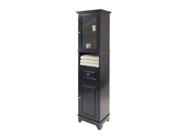 Winsome Alps Tall Cabinet With Glass Door And Drawer In Black Winsome Alps Tall Cabinet With Glass Door And Drawer In Black 20871