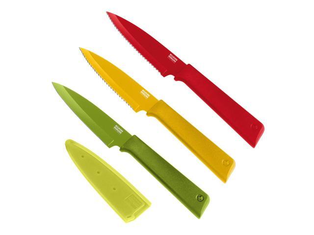 Kuhn Rikon Nonstick Serrated Paring Knife - 4.5 Inch Blade, Yellow Coating, Includes Safety Sheath - View #8