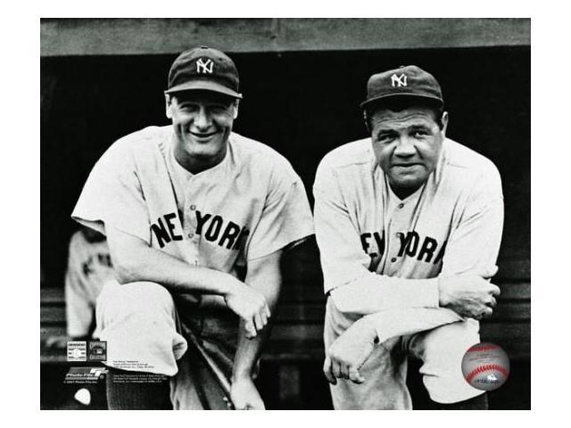 11 x 14 Lou Gehrig #4 and Babe Ruth #3 posed on the dugout steps circa 1932 Photo Print