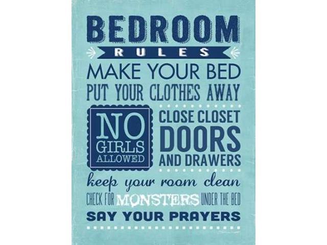 bedroom rules poster printstephanie marrott (9 x 12) - newegg