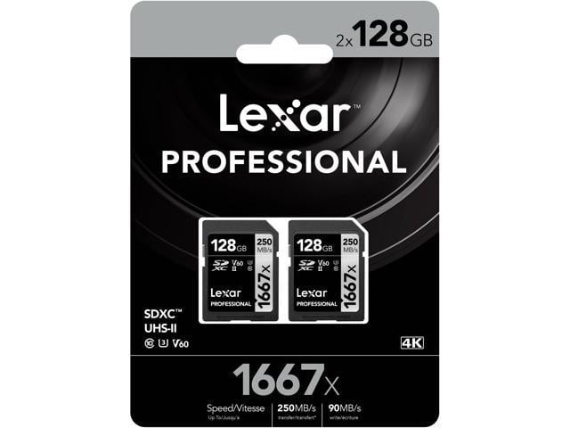 Lexar SILVER Series Professional 1667x 128GB UHS-II SDXC Memory Card, 2-Pack