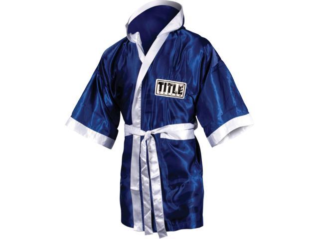 Black Medium TITLE Boxing 3//4 Length Stock Satin Robe