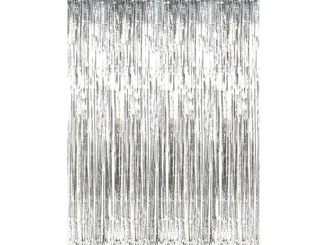 3 X 8 Silver Tinsel Foil Fringe Door Window Curtain Party Decoration Newegg Com