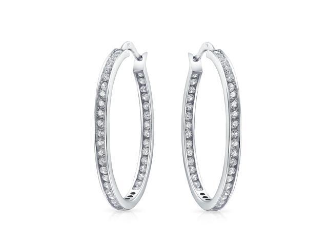 Bling Jewelry Sterling Silver Inside Out Cz Hoop Earrings Channel Setting Newegg