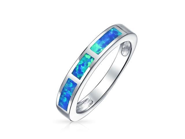 Thin Blue Line Eternity Ring Pave Black Blue CZ Sterling Silver Women Size 5-10