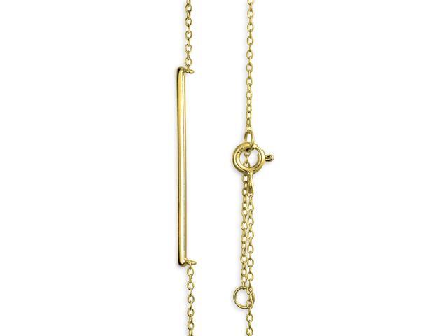 Elegant Touch 925 Sterling Silver Round Cubic Zirconia CZ Horizontal Round Curved Bar Slide Pendant Necklace for Women for Teen 14K Gold Plated 925 Silver