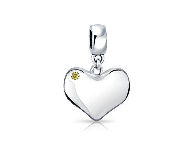 Engraved Sterling Silver Personalised Heart Charm with Engraving European