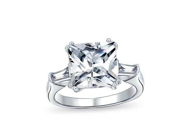 Emerald Cut Side Deco Solitaire Ring Setting Sterling Silver 