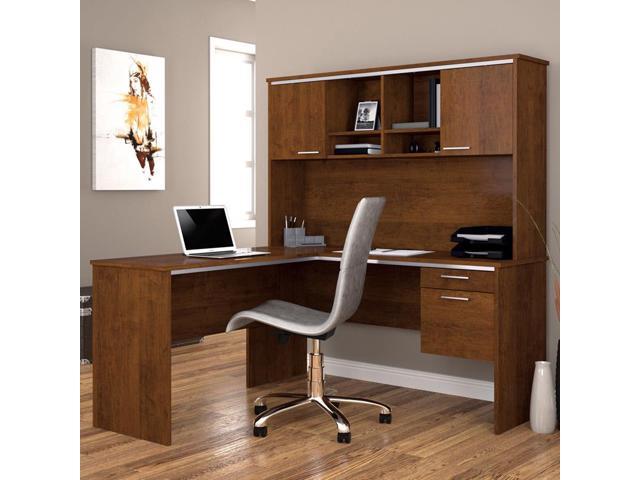 Bestar 90427 63 Flare L Shaped Workstation In Tuscany Brown Newegg Com