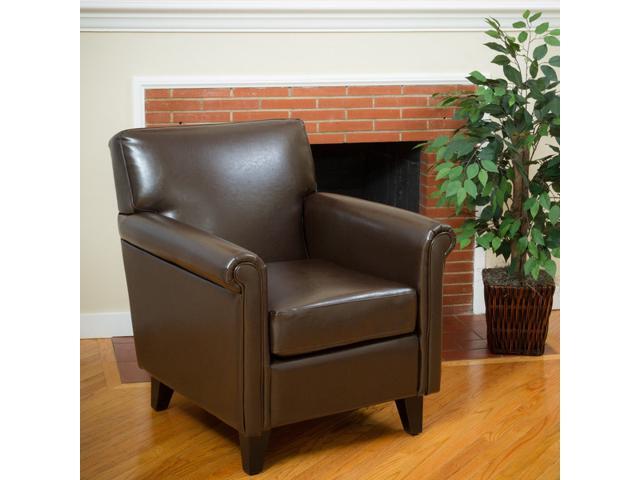Christopher Knight Home Leeds Classic Brown Bonded Leather Club Chair Newegg Com
