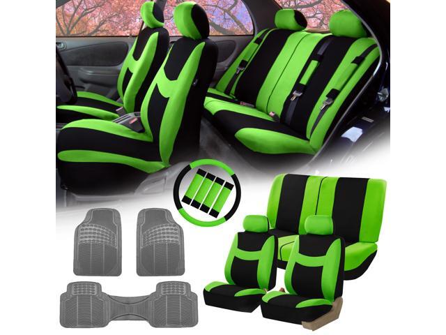 Green Black Car Seat Covers For Auto W Steering Cover Belt Pads Green Black Car Seat Covers For Auto W Steering Cover Belt Pads Floor