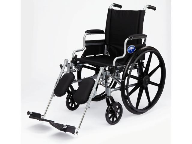 Photo 1 of Medline  MDS806550E Lightweight  UserFriendly Wheelchair With FlipBack DeskLength Arms  Elevating Leg Rests for Extra Comfort Black 18 Seat