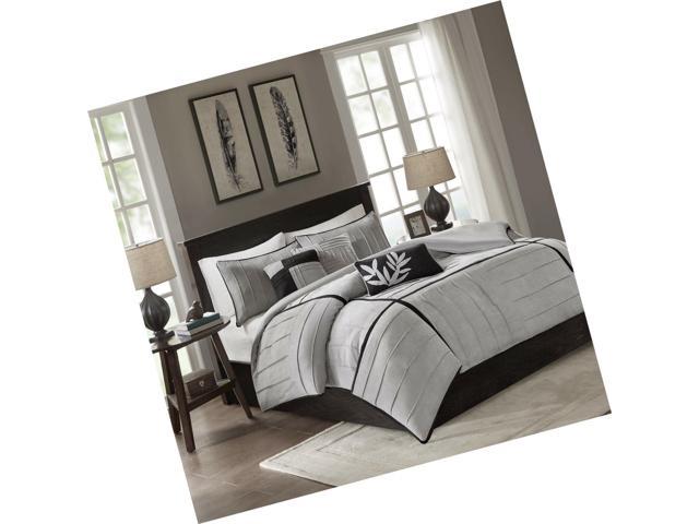 Madison Park Dune 6 Piece Duvet Cover Set Full Queen Grey