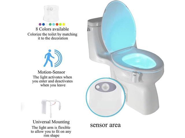 JacobsParts Bathroom Night Light Toilet Bowl Lamp 8 Color LED Light and  Motion Sensor Activated 