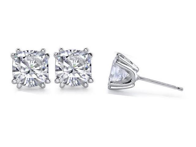 2 Carat Cushion Cut Diamond Studs Earring Pair Gold Newegg Com