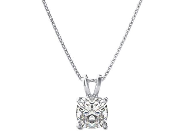 Pendant White Gold 14k 1 5 Ct Cushion Cut Diamond Solitaire Ladies