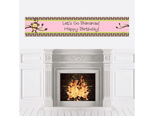 Big Dot Of Happiness Pink Monkey Girl Birthday Party Decorations