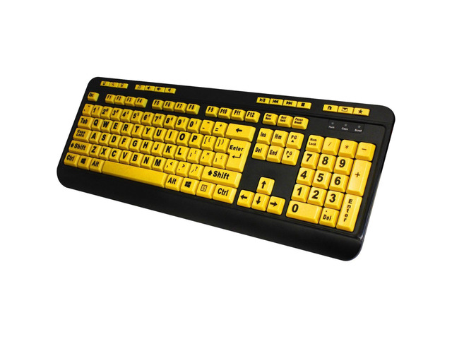 Adesso EasyTouch 132 - Florescent Yellow Multimedia Desktop Keyboard - Cable Connectivity - USB Interface - 122 Key - English (US) - PC, Mac, iOS - Membrane Keyswitch - Fluorescent Yellow, Black