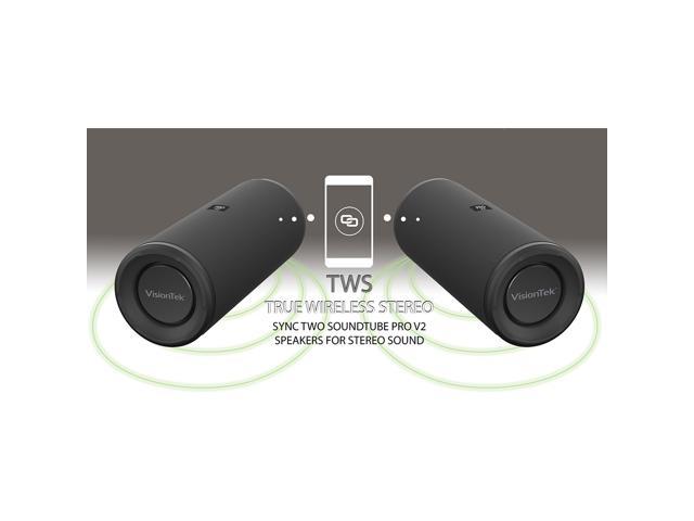 VisionTek SoundTube Pro V2 Portable Bluetooth Speaker System - TrueWireless Stereo, 360° Circle Sound - Near Field Communication - Battery Rechargeable