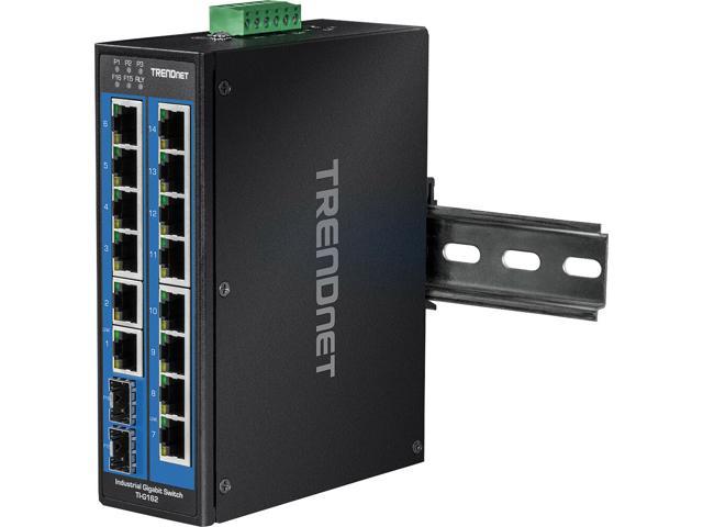 TRENDnet 16-Port Hardened Industrial Unmanaged Gigabit DIN-Rail Switch ...