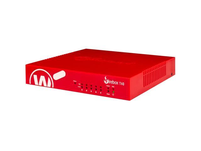 WatchGuard Firebox T40 Network Security/Firewall Appliance - 5 Port - 1000Base-T - Gigabit Ethernet - 4 x RJ-45 - 1 Year Standard Support (US) - Tabletop