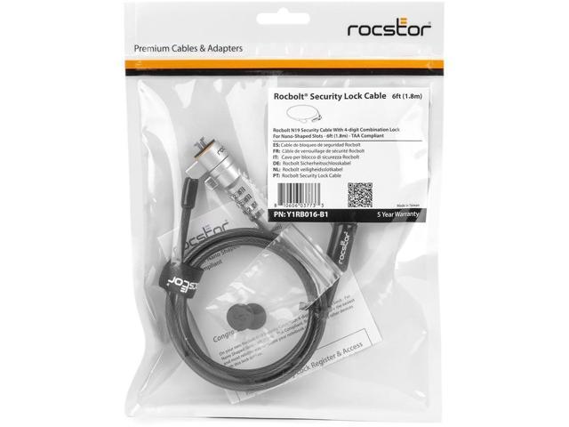 Rocbolt N19 Security Cable Lock For Nano-Shaped Slots - (2) Key - TAA