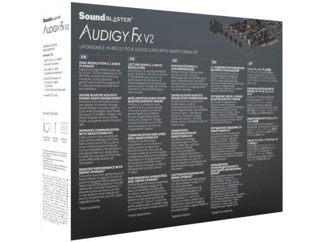 Creative Sound Blaster Audigy Fx V2 Upgradable Hi-res PCI-e Sound Card ...