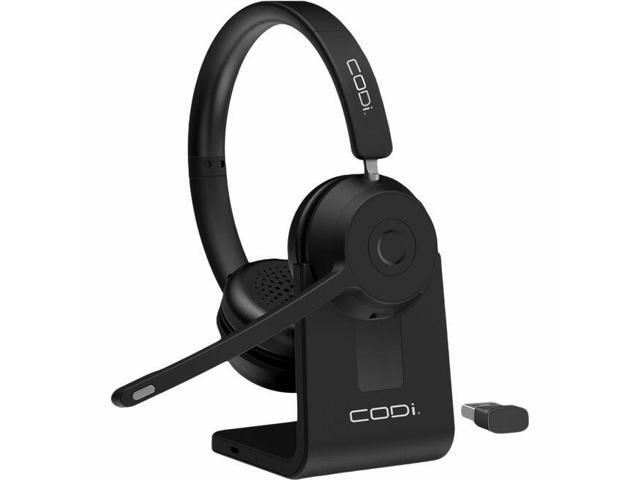 CODi Bluetooth Wireless Dual Ear Stereo Headset w/ ENC Microphone - Stereo - Wireless - Bluetooth - Over-the-head - Binaural - Supra-aural - Noise Cancelling Microphone - Noise Canceling - Black