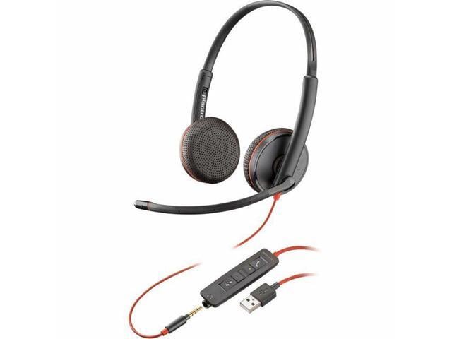 Poly Blackwire C3225 Headset - Stereo - Mini-phone (3.5mm) - Wired - 32 Ohm - 20 Hz - 20 kHz - On-ear, Over-the-head - Binaural - Supra-aural - 7.45 ft Cable - Noise Cancelling Microphone - Noise Canc