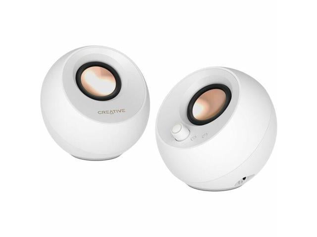 Creative Pebble Pro 2.0 Portable Bluetooth Speaker System - 10 W RMS - White - Desktop - 80 Hz to 20 kHz