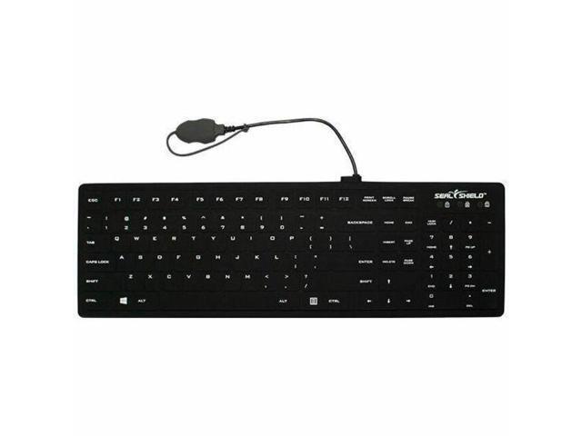 Seal Shield Seal Silk Pro SK104 Keyboard - Cable Connectivity - USB Interface - Windows 11 - PC - Mechanical Keyswitch - Black