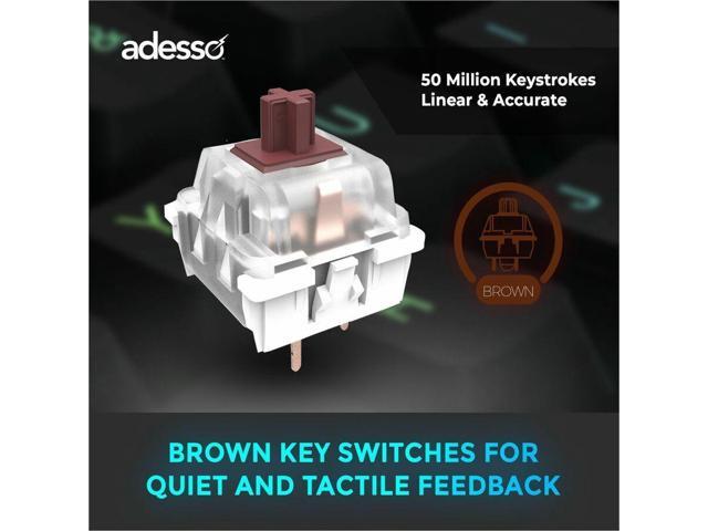 Adesso EasyTouch 130 Full Sized Wired Mechanical Keyboard With CoPilot AI Hotkey - Cable Connectivity - USB Interface - RGB LED - 104 Key(s) - CoPilot, Multimedia Hot Key(s) - Windows, Mac OS - Englis