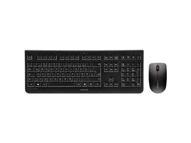 CHERRY DW 3000 Wireless Keyboard & Mouse Set - French Layout - Black - USB Wireless RF - Optical - 1200 dpi - 3 Button - Scroll Wheel - Calculator, Email, Browser, Sleep Hot Key(s) - Symmetrical -