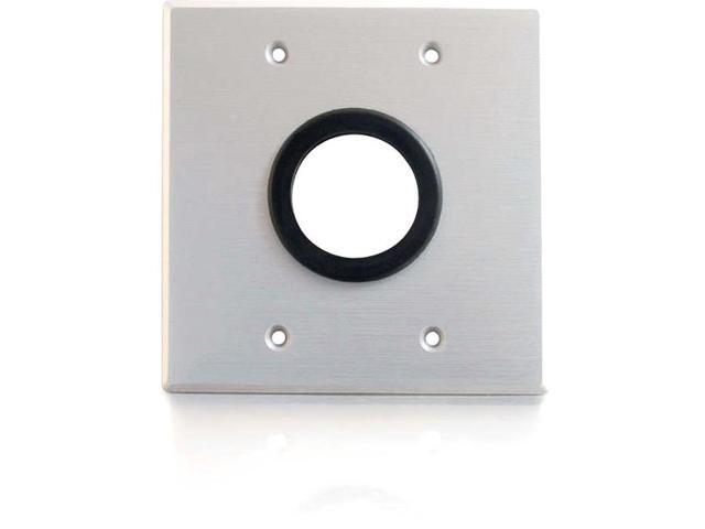 C2g 1.5In Grommet Cable Pass Through Double Gang Wall Plate - Brushed Aluminum