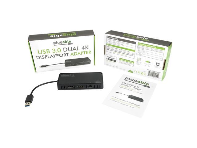 Plugable DisplayLink 4K Dual Monitor Adapter with Ethernet - USB 3.0 to ...