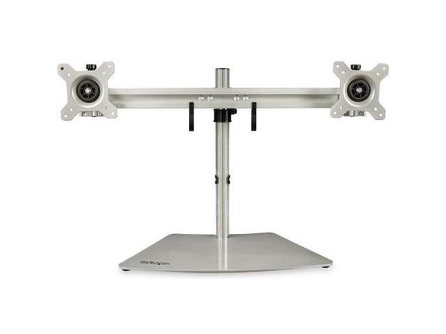 Startech Dual-Monitor Stand - Horizontal - For up to 24" VESA Mount Monitors - Silver - Adjustable Computer Monitor Stand for Desk - Steel & Aluminum - Up to 24" Screen Support - 35.27 l