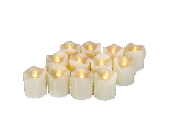 6 Flickering Battery Operated Flameless LED Tea Lights Tealight Candles w/ Drips 
