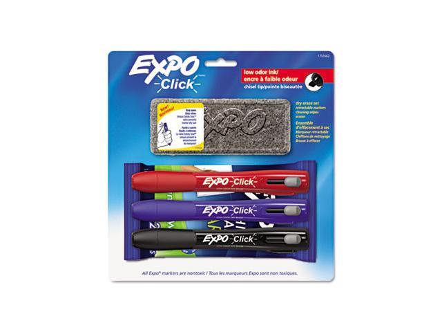 Click Dry Erase Marker Starter Set, Eraser/Wipes/Markers, Chisel, Asstd, 3/Set