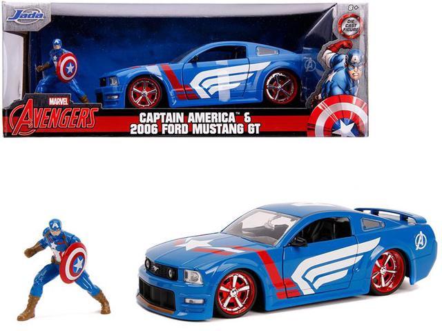 Photo 1 of 2006 Ford Mustang GT with Captain America Diecast Figurine "Avengers" "Marvel" Series 1/24 Diecast Model Car by Jada