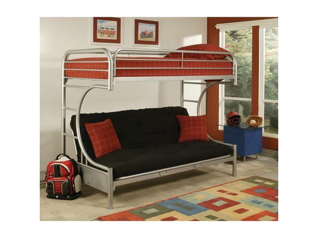 Benzara Bm185833 Metal Twin Over Full Size Futon Bunk Bed With
