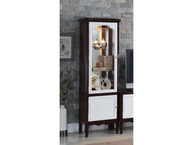 Benzara Bm185338 Single Glass Door Wooden Curio Cabinet With